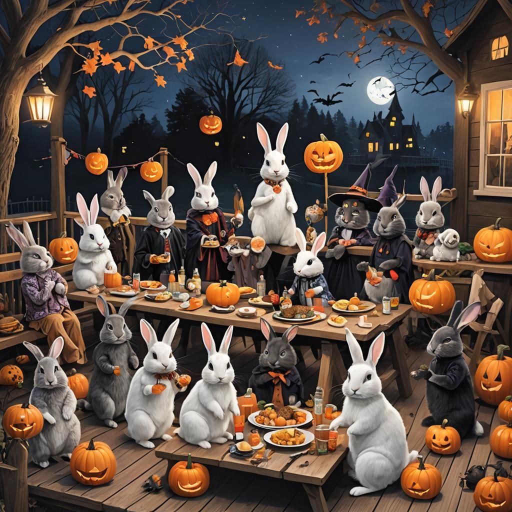 Rabbits' Halloween Party on the Picnic Deck
