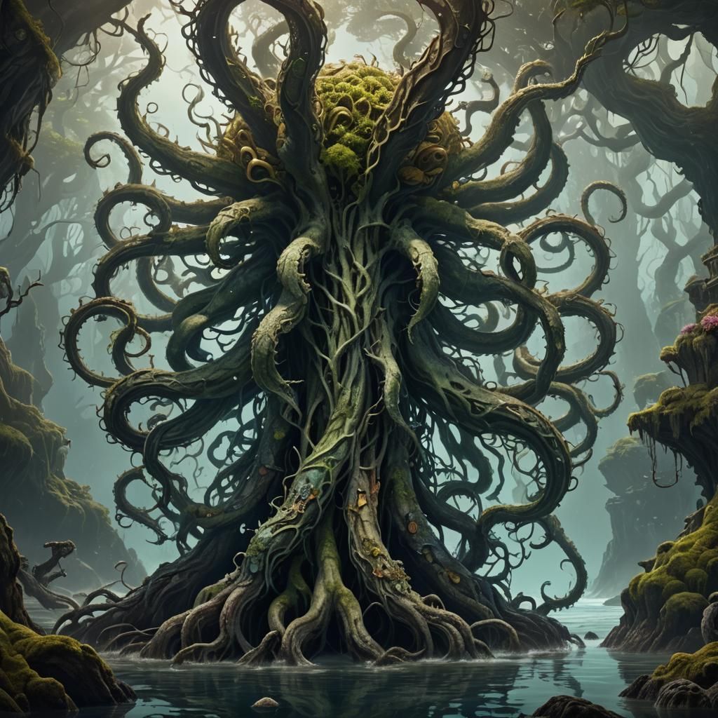 Seaweed Tree Hybrid Creature in Fantasy Concept Art