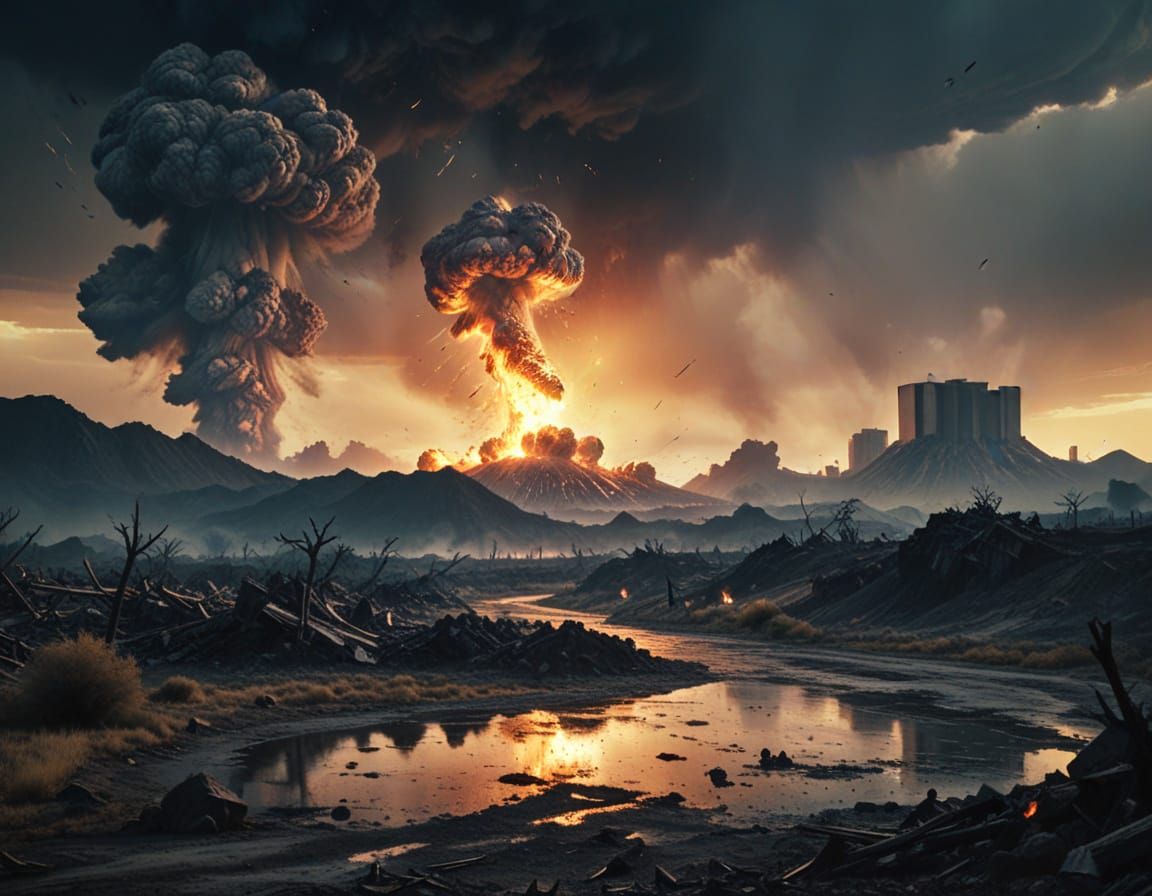 Cinematic Wasteland Apocalypse in Film-Grain Style