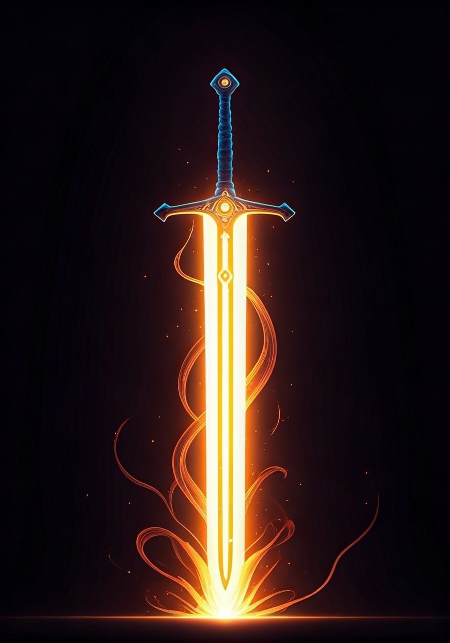 Luminous Sword of Holy Light in Futuristic Surrealism