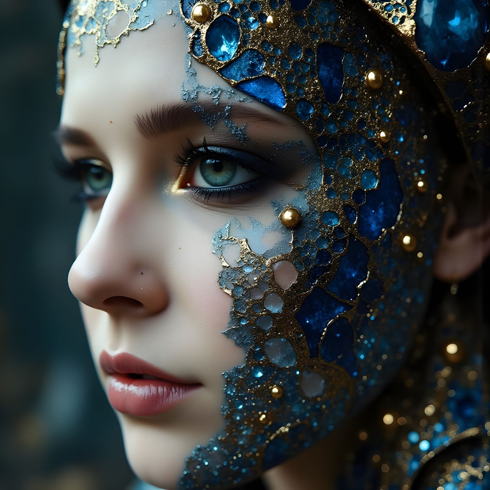 Ethereal Queen in Opulent Jewels, Dark Fantasy Setting