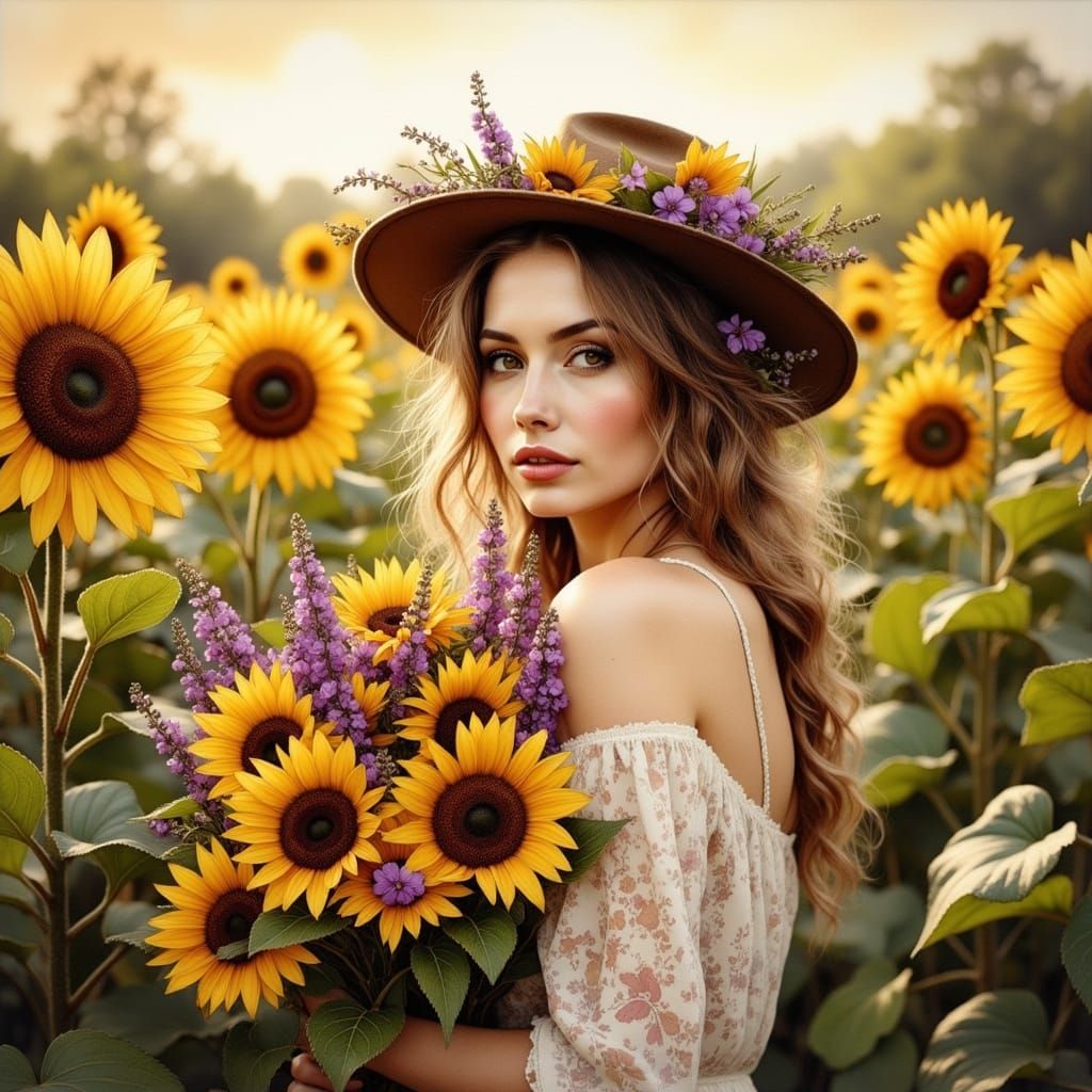 Vibrant Bohemian Bride Inspired by Georgia O'Keeffe's Sunflo...