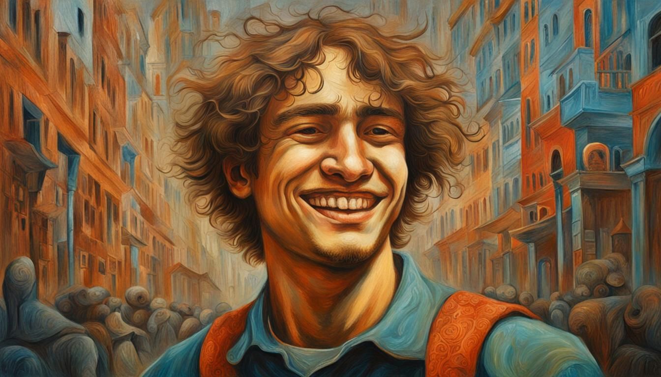 Mannerist Portrait of Smiling Man in Dark Style