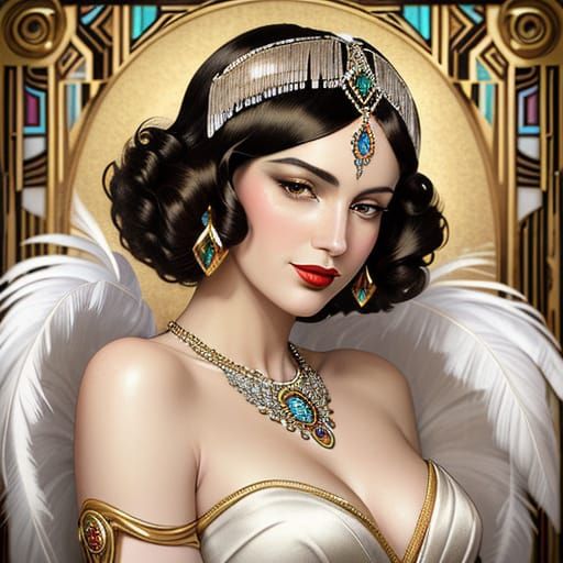 Elegant Flapper Woman in Art Deco Splendor