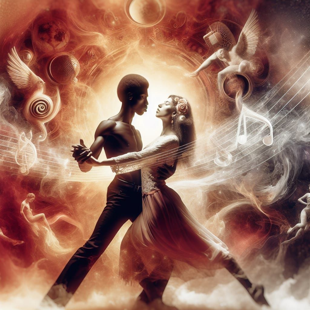 Ethereal Dance: Romantic Couple in Surreal Setting