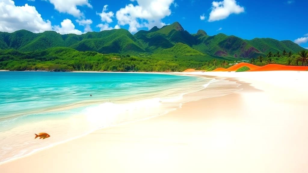 Mauritius Paradise Island with Vibrant Beach and Tropical La...