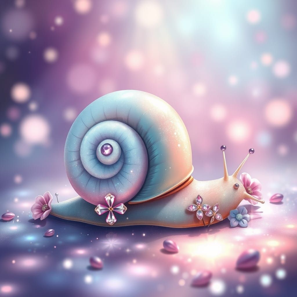 Magical Snail Illustration in Art Nouveau Style