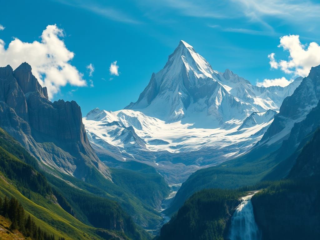 Majestic Mountain Landscape in Luminist Style