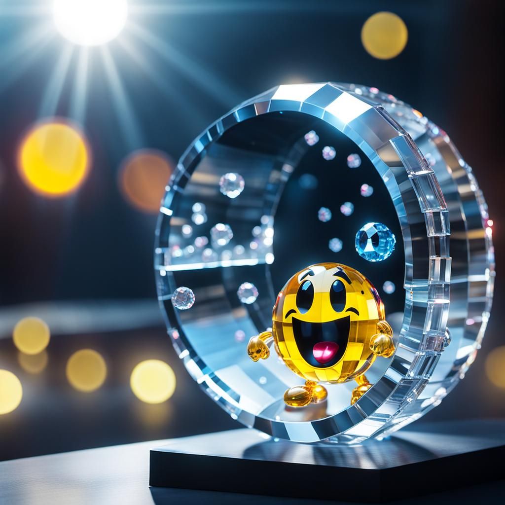 Crystal Pac-Man Sculpture in Sunlight