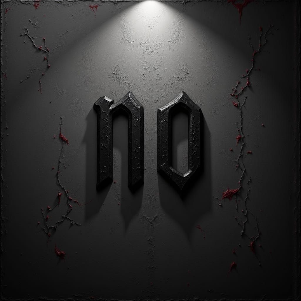 Bold Black "No" on Textured Crimson-Grey Background