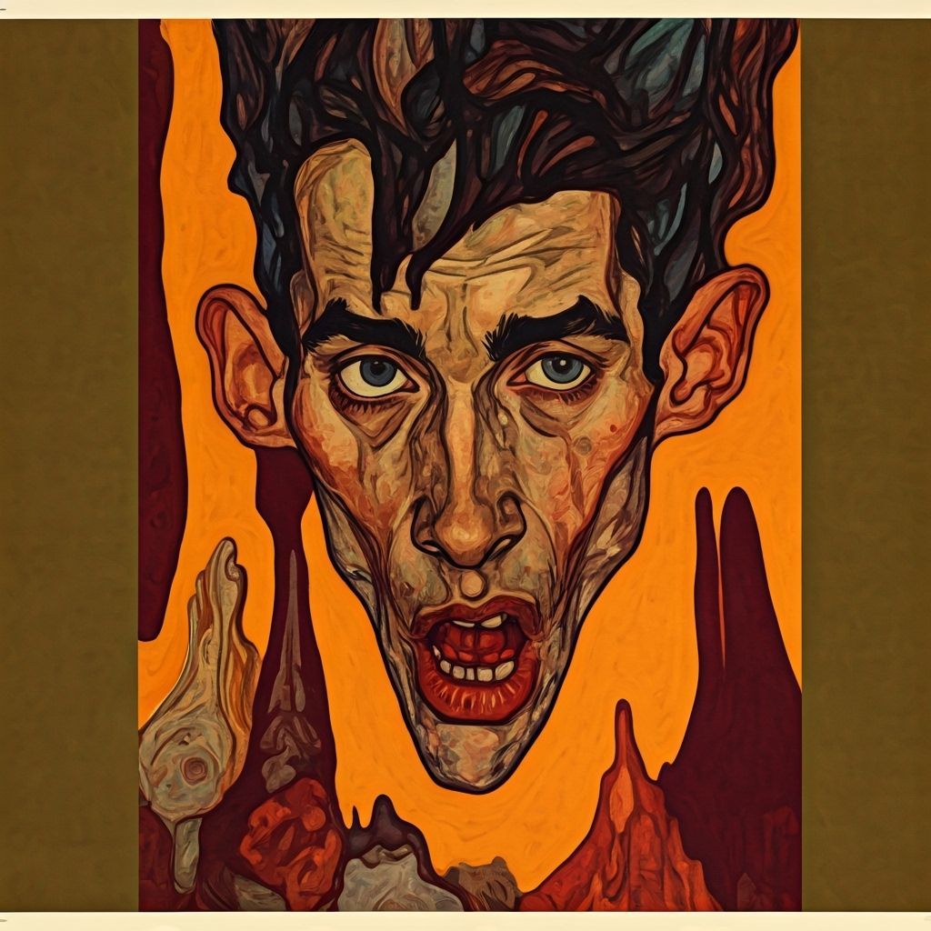 Egon Schiele Style Grimace Poster Art