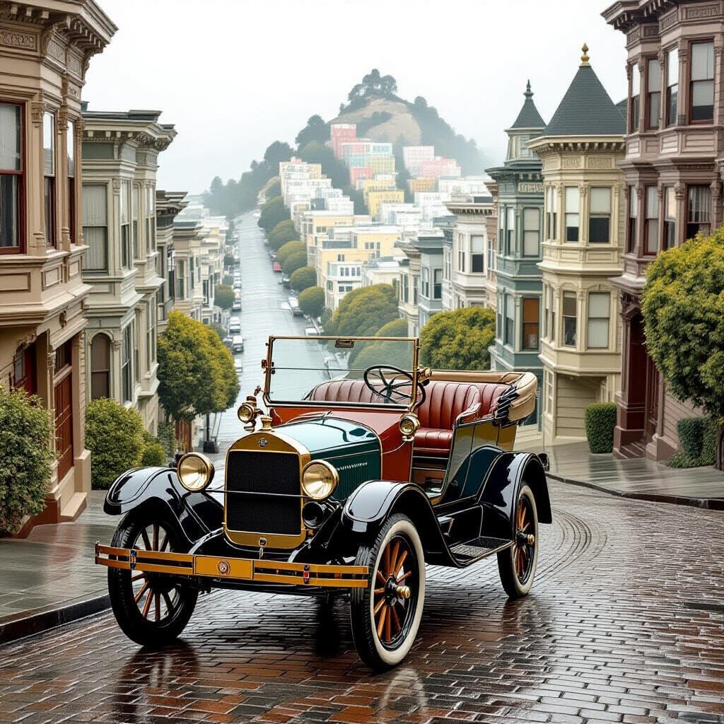 Vintage Model T Ford on Nob Hill