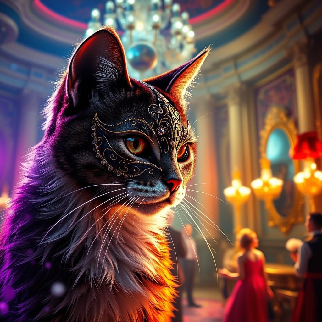 Cat in Mask at Palace Masquerade Ball