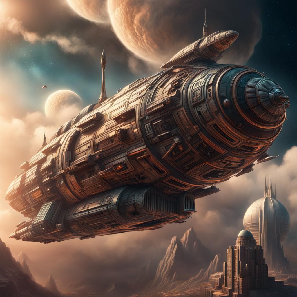 Art Deco Spaceship Digital Matte Painting