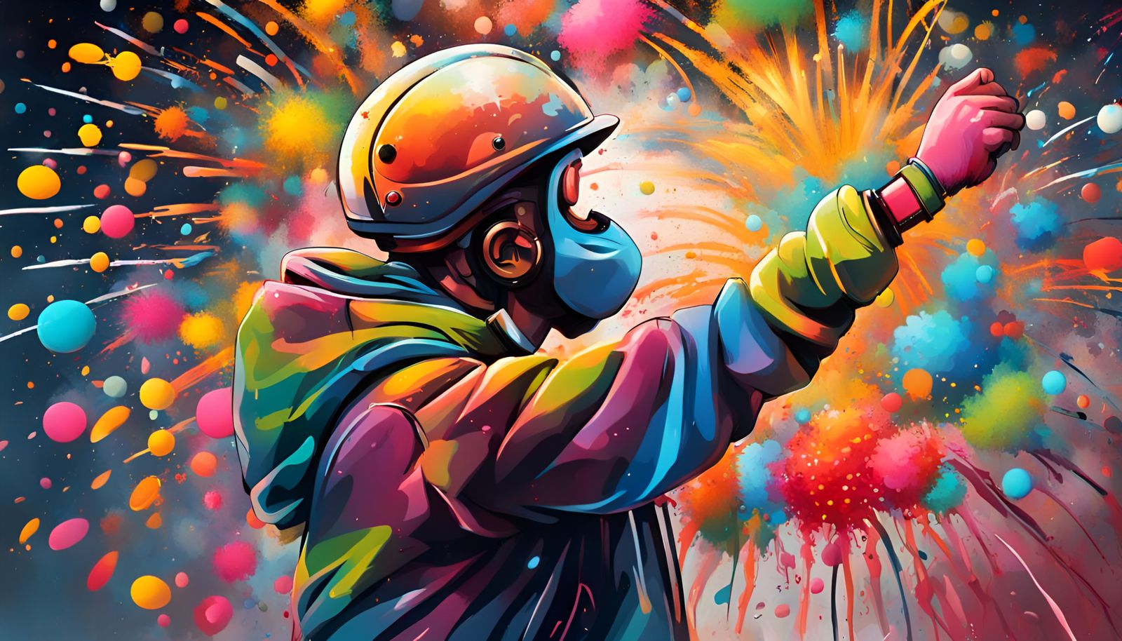Colorful Fireworks Graffiti Art for New Year
