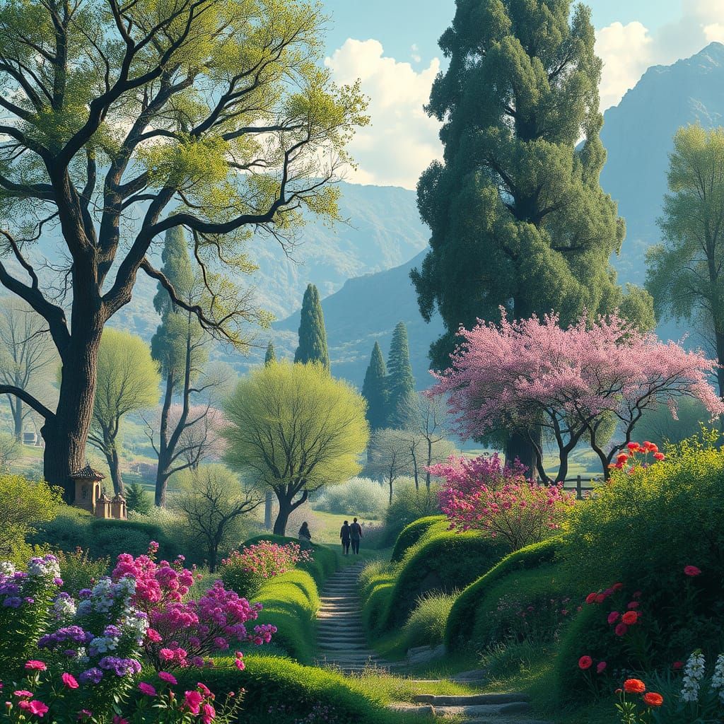Ethereal Persian Landscape with Fantasy Twist