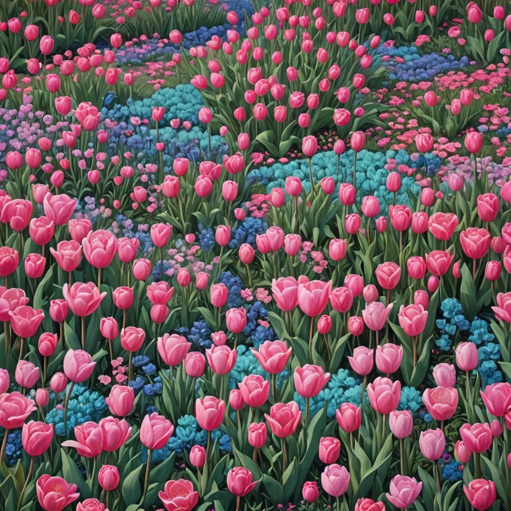 Hook Rug in Flower Garden: Digital Matte Painting