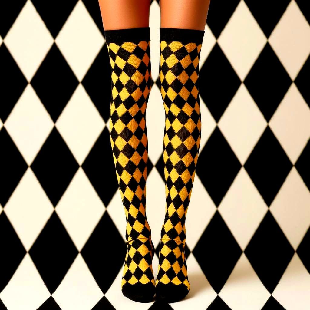 Gold and Black Cheetah Gingham Pattern in Rock-Chic Style
