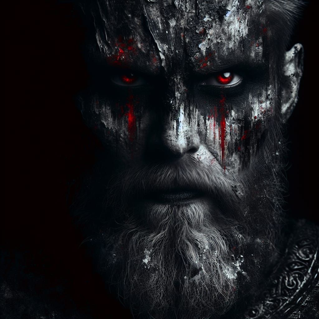Eerie Abstract Portrait of a Sinister Viking
