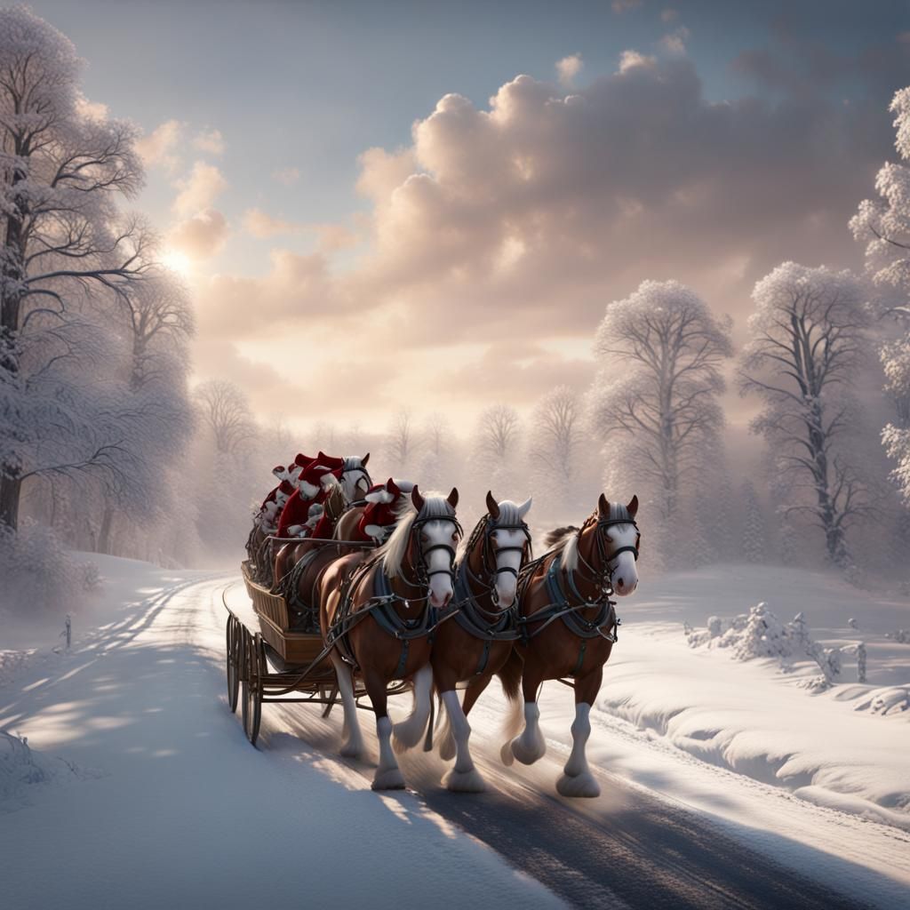 Clydesdales Deliver Christmas: Fantasy Concept Art