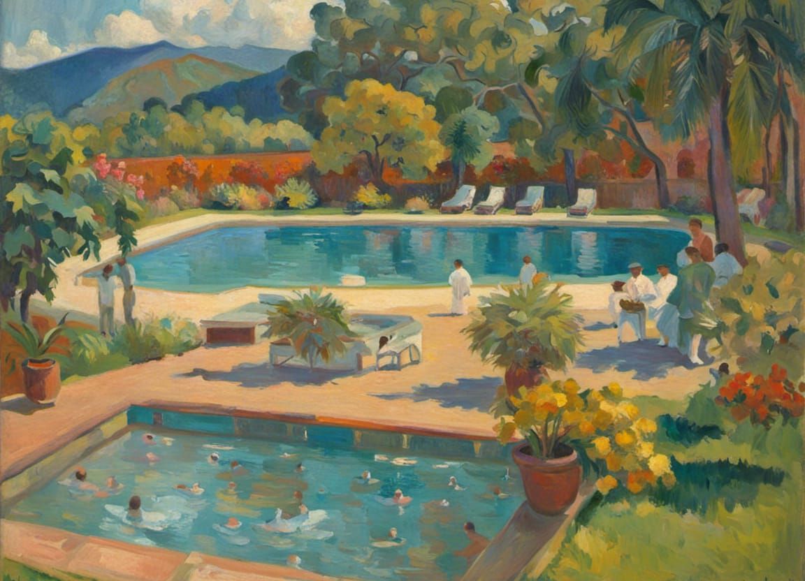 Shangri La Pool as Post-Impressionist Painting