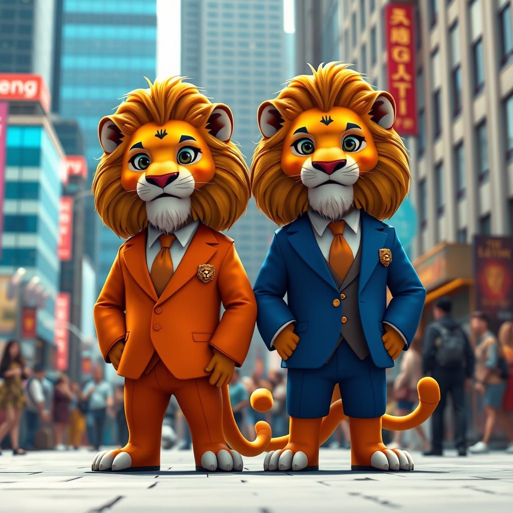 Lions in Suits: Anthropomorphic Characters in City Square