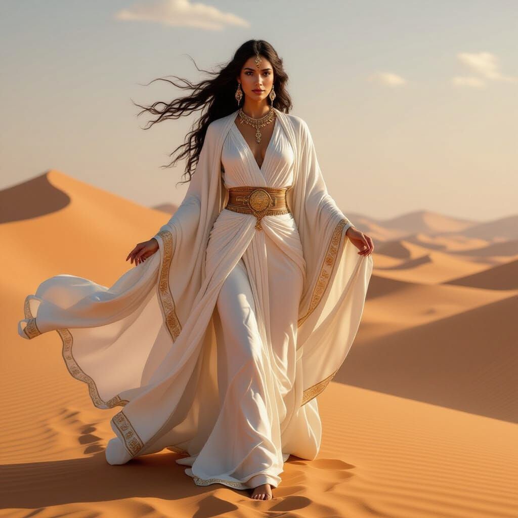 Desert Goddess in Flowing Celestial Robes