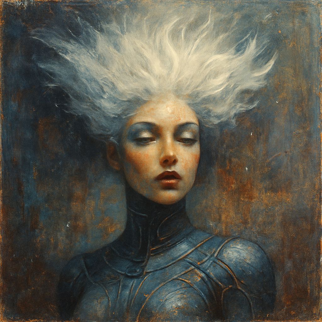 Sci-Fi Woman with White Gravity-Defying Hair