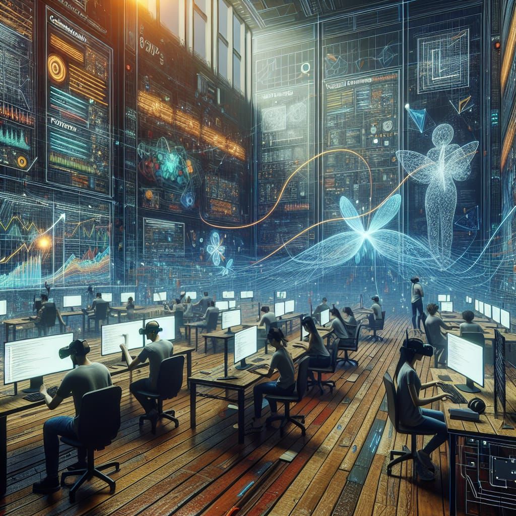 Agile Software Development Team Collaborating with VR