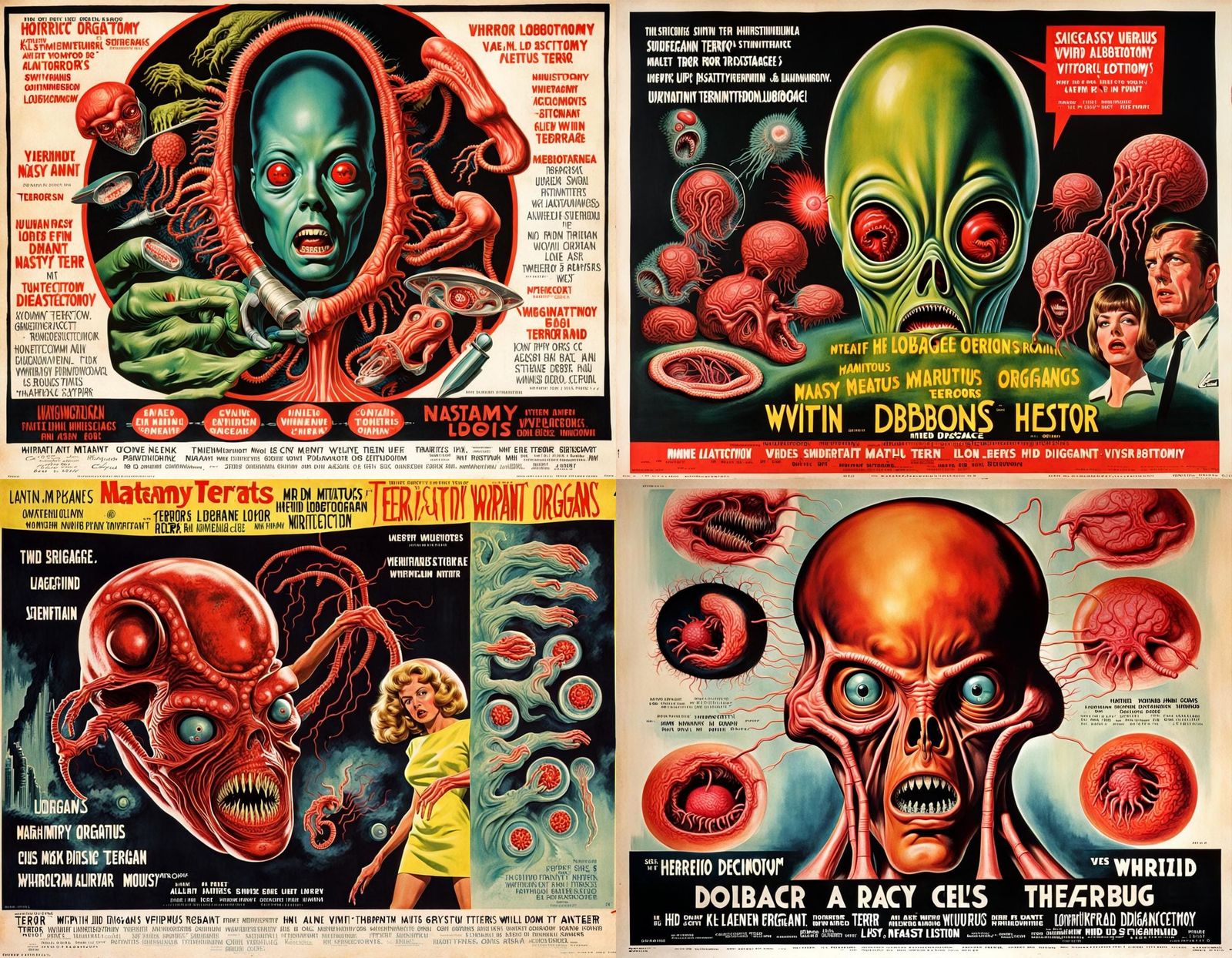 Horrific Sci-Fi Alien Movie Poster in 1960s Style