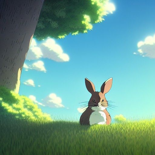 Cute Rabbit in Studio Ghibli Anime Style