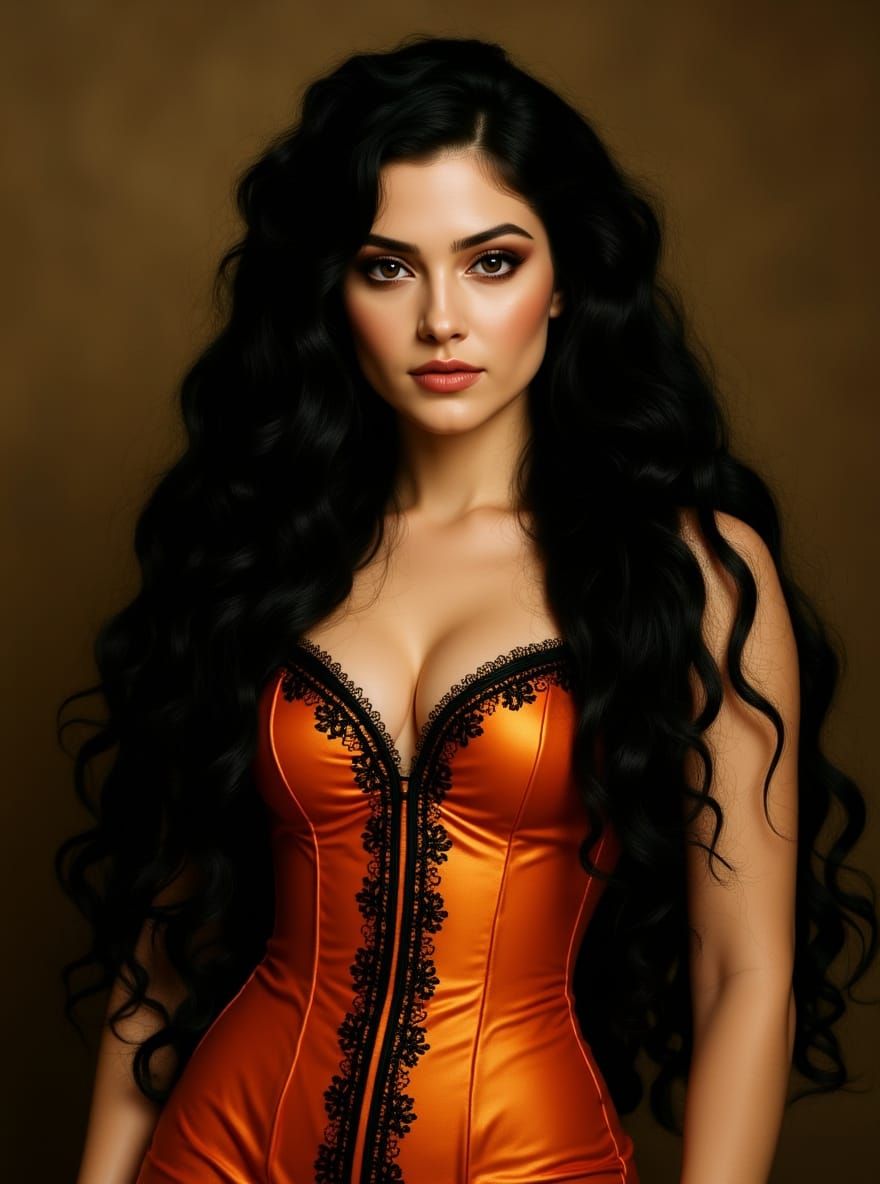 Black Lace on Orange Satin