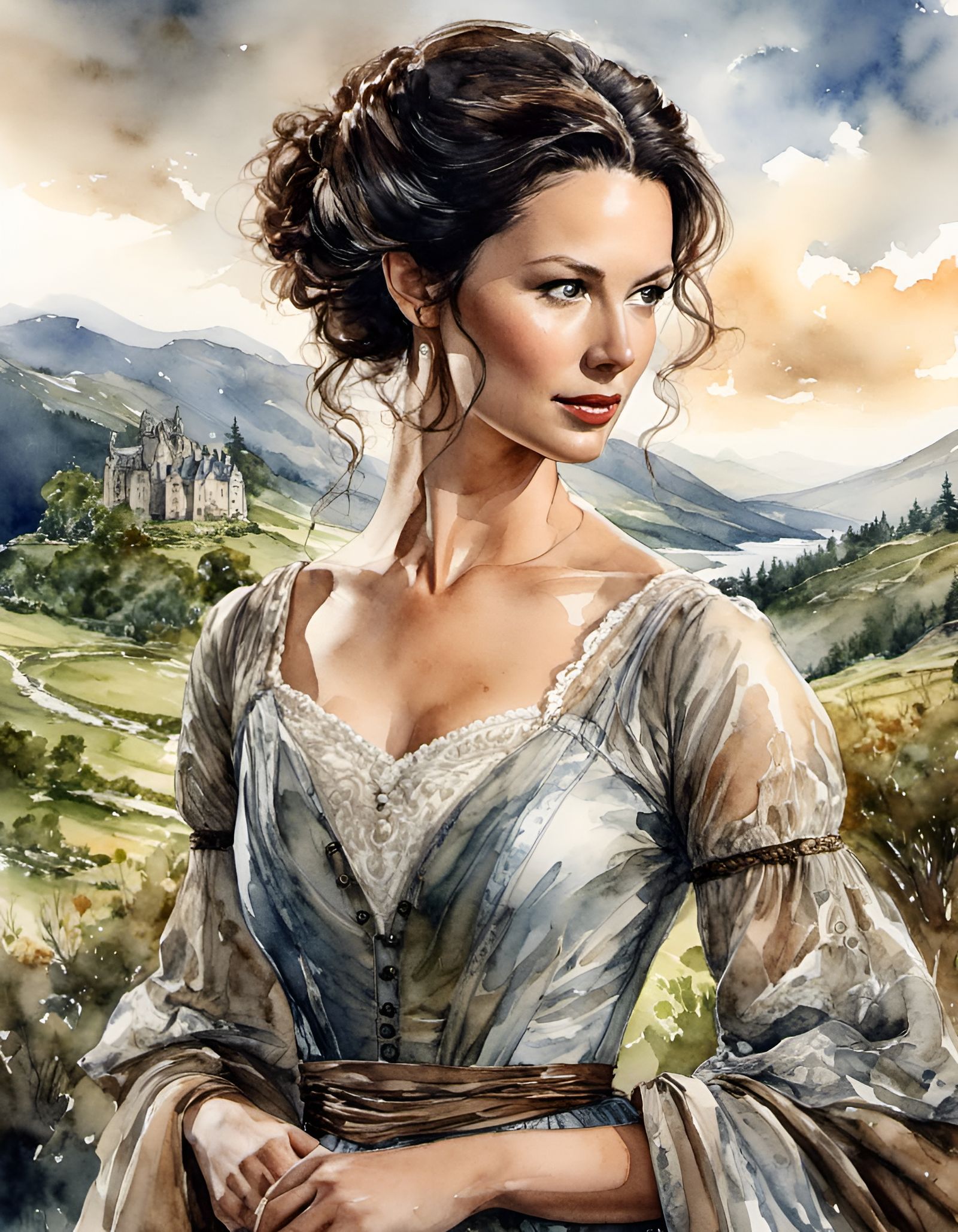 Caitríona Balfe as Claire Fraser: Watercolor Portrait