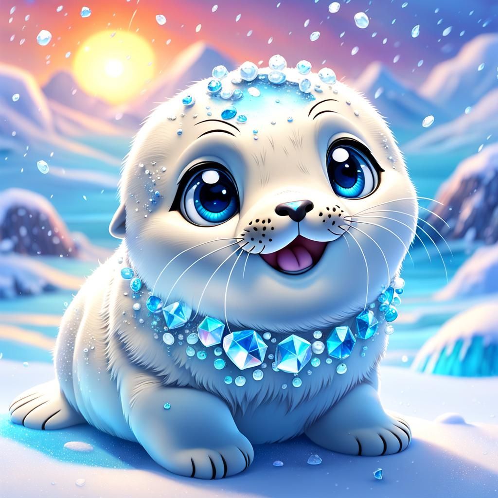 Adorable White Seal Cub in 3D Digital Art