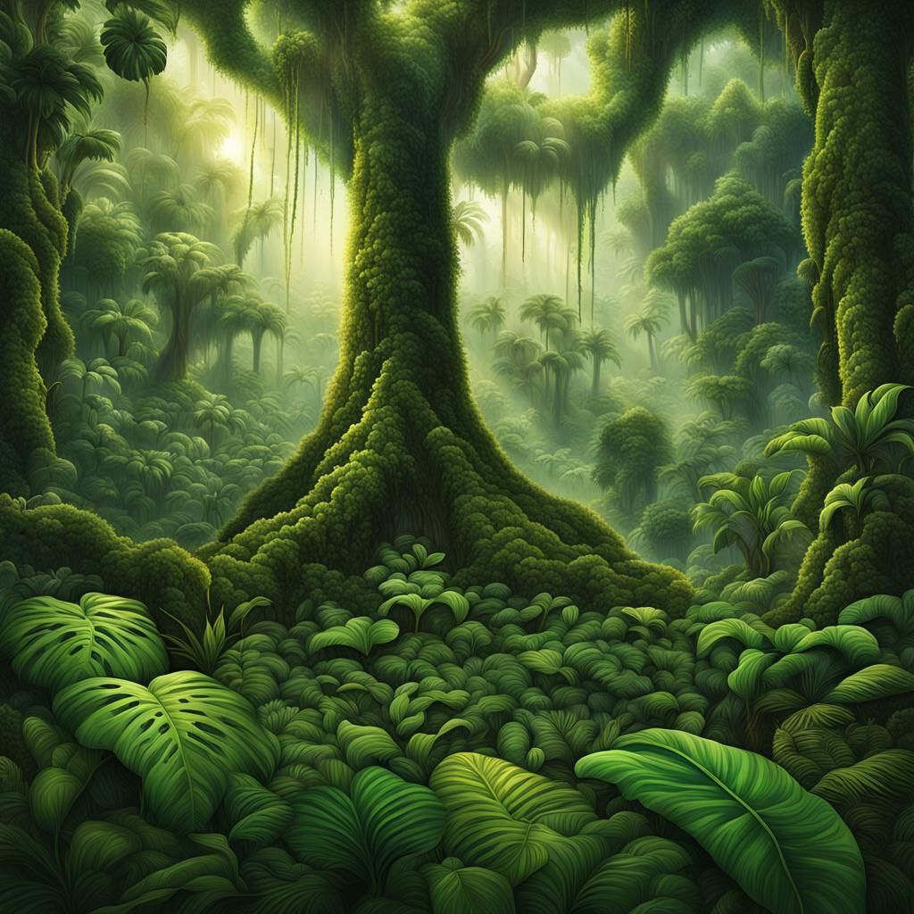 Lush Untouched Rainforest Radiating Green Life