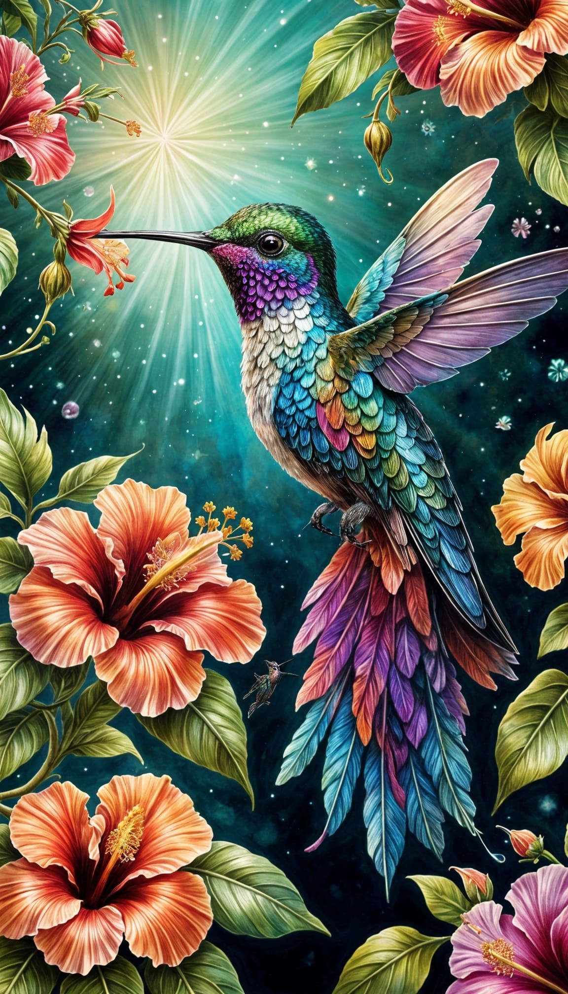 Majestic Royal Hummingbird in Vibrant Iridescent Plumage