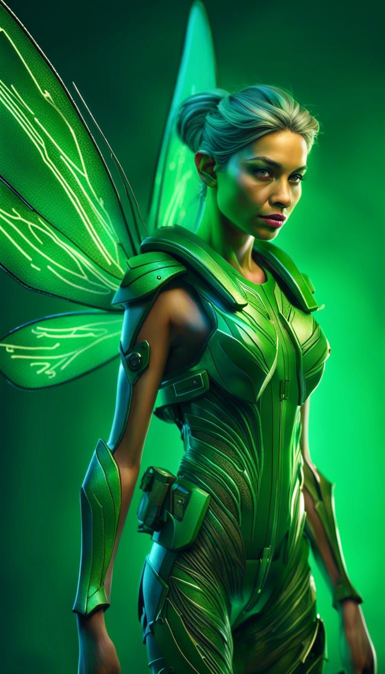 High-Tech Fairy Concept Art with Weapon