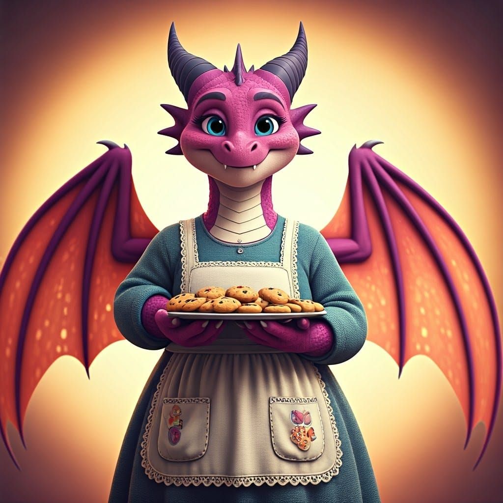 Warm-Glowing, 65-Year-Old Magenta and Purple Dragon Embodies...