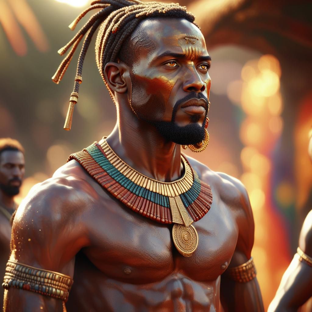 Ethiopian Warrior in Ancient Africa: Hyperrealistic Portrait