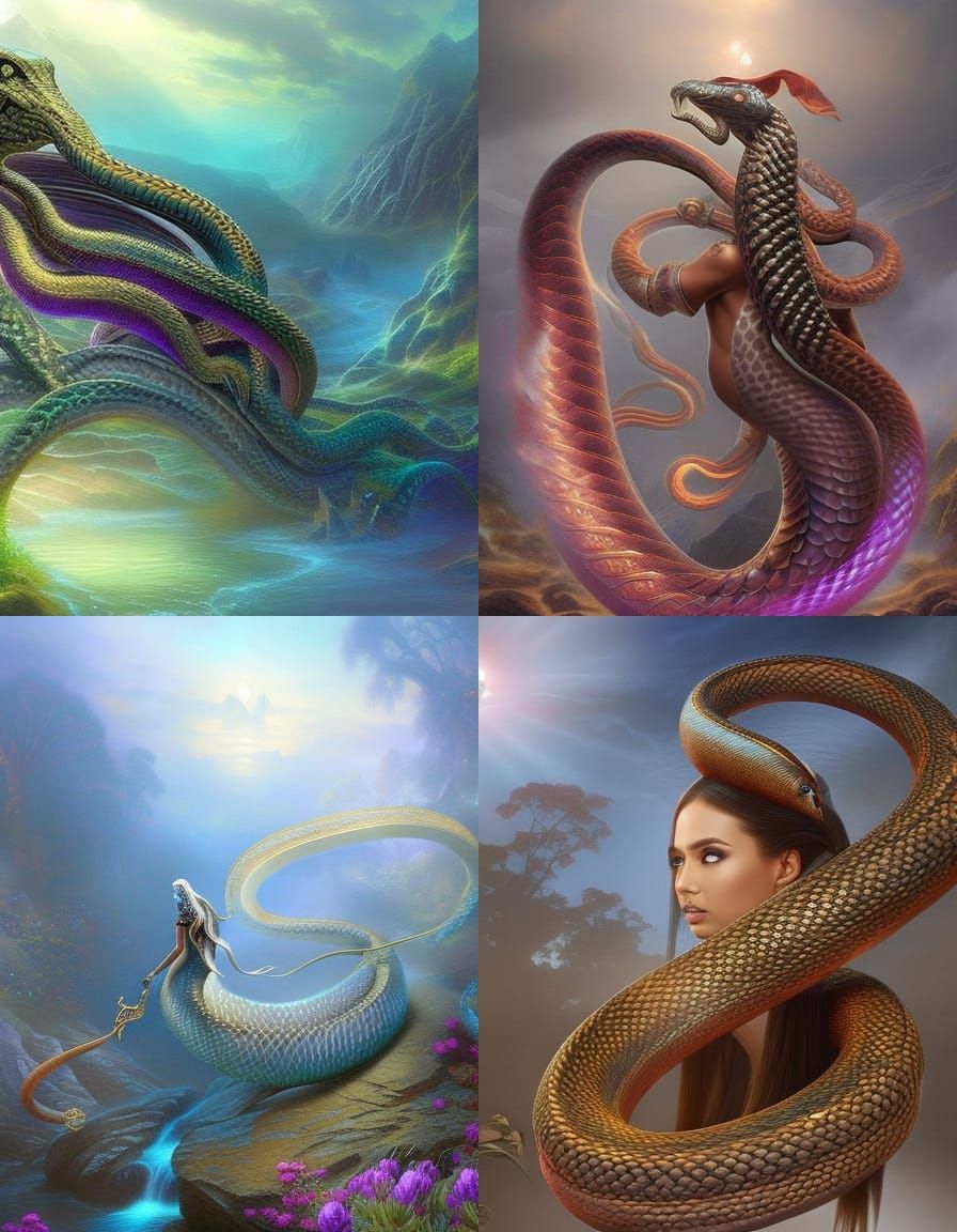 Ethereal Cobra Priestess in a Hyperdetailed Fantasy