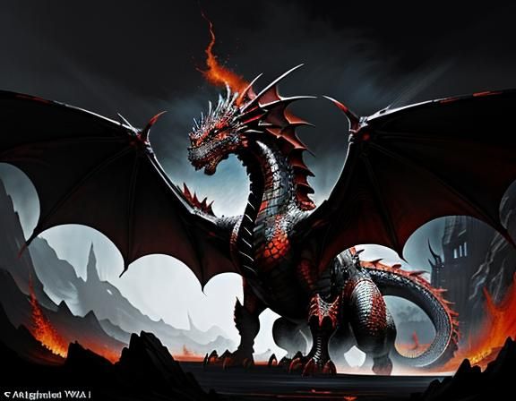 Fiery Dragon in Dynamic Fantasy Art Style