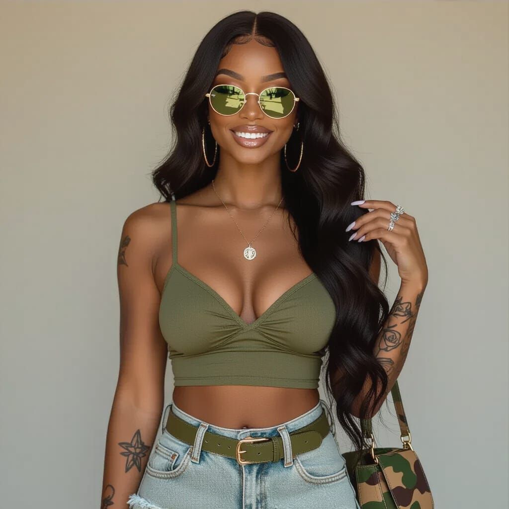 Confident Woman with Freckles and Platinum Grill