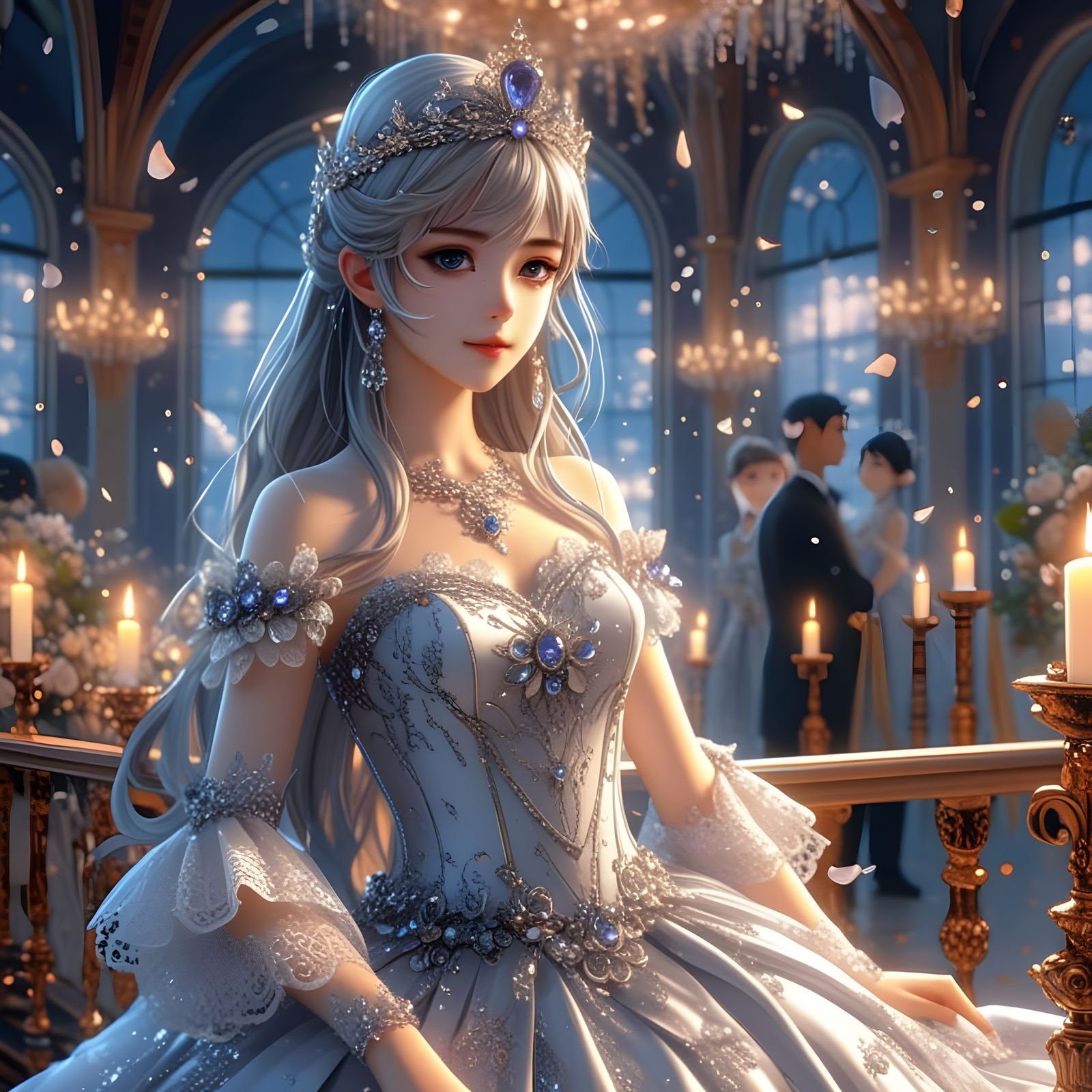 Anime Princess Athena at a Masquerade Ball