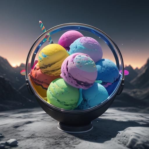 Rainbow Ice Cream in 3D Game Cinematic Style