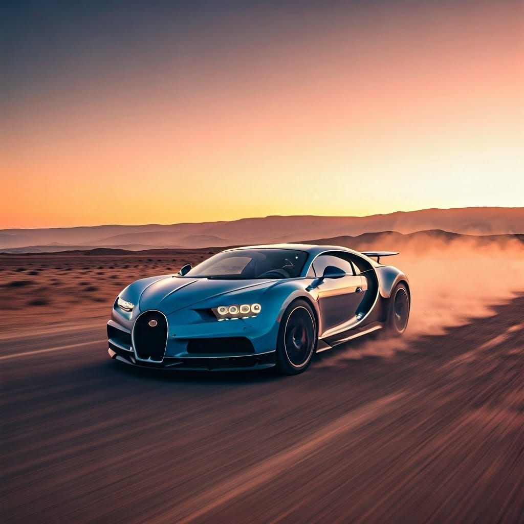 Bugatti Chiron Speeds Through Golden Judean Desert Landscape