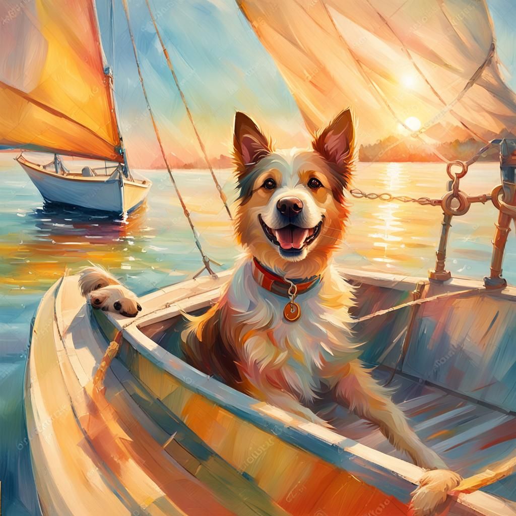 Happy Dog Sailing: An Impressionistic Seascape