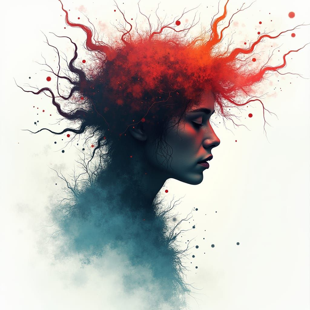 Surreal Dark Fantasy Masterpiece in Detailed Ink Wash Style