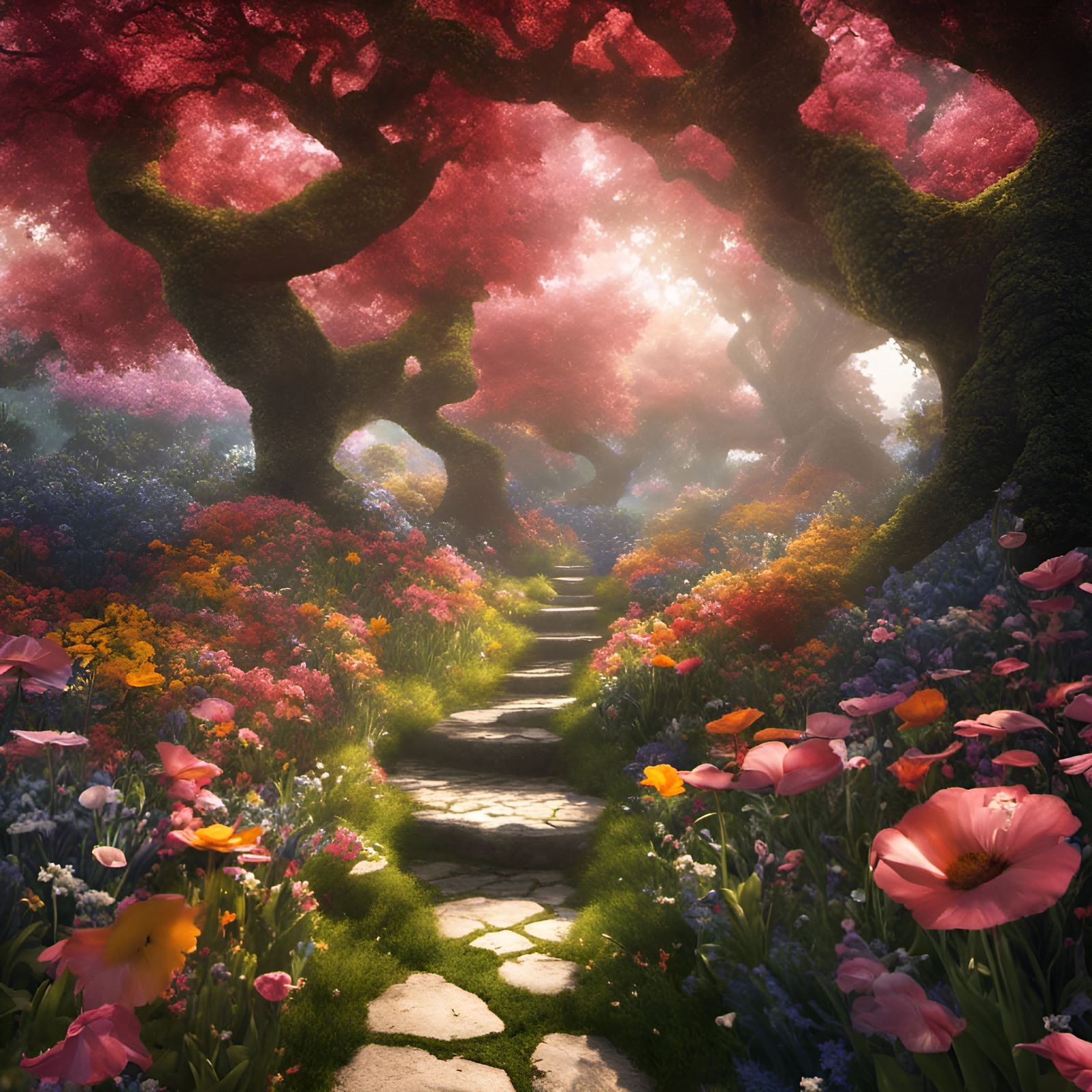 Flower Garden in Alice in Wonderland