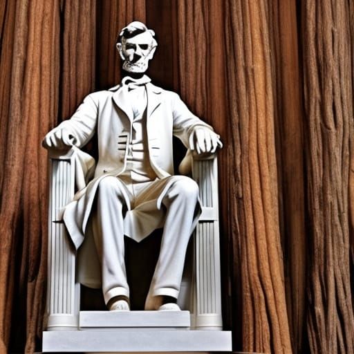 Rustic Log Statue of Abraham Lincoln