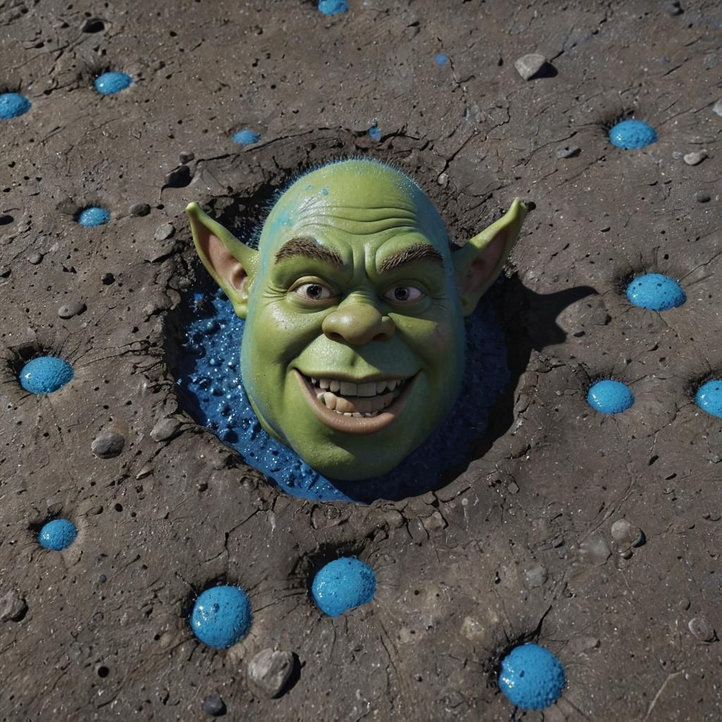 Hyperrealistic Splash Art: Shrek on the Moon
